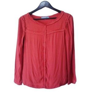 Antonio Melani Womens (XS) Extra Small Burnt Orange Long Sleeve Blouse